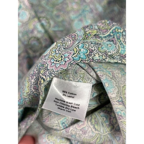 Talbots Paisley Stretch Poplin Button Front Top 12 Pastel Multicolor - Picture 4 of 5